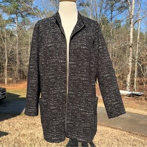 Black and White Speckled Zip-Front Women's jacket